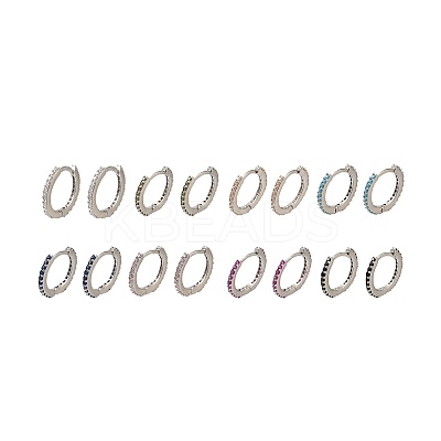 Rack Plating Brass Micro Pave Cubic Zirconia Hoop Earrings EJEW-H143-15P-1