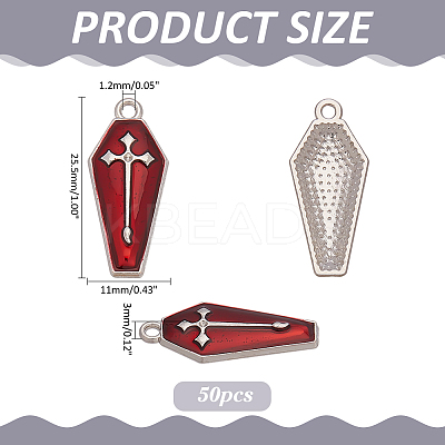 50Pcs Halloween Theme Alloy Enamel Pendants ENAM-ME0001-08-1