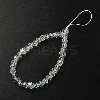 Rondelle Glass & Polymer Clay Rhinestone Beads Phone Hand Strap Chains HJEW-YW0001-05D-1
