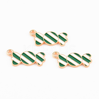 Light Gold Tone Alloy Enamel Pendants ENAM-T018-08-1