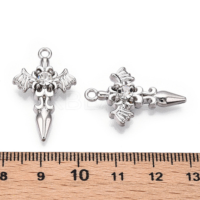 Alloy with Rhinestone Pendants X-PALLOY-N176-12P-NR-1