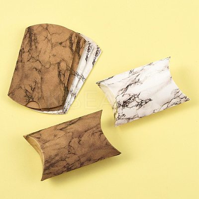 30Pcs 2 Styles Marble Printed Paper Pillow Gift Boxes CON-FS0001-21A-1