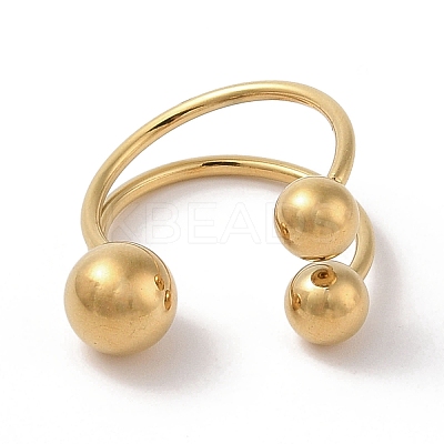 Ion Plating(IP) 304 Stainless Steel Round Cuff Rings for Women RJEW-G315-05G-1