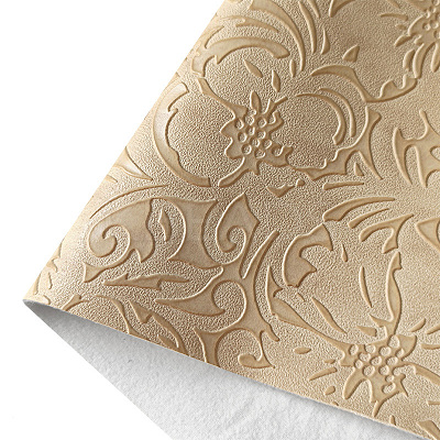 Embossed Flower Pattern Imitation Leather Fabric PW-WG18445-11-1