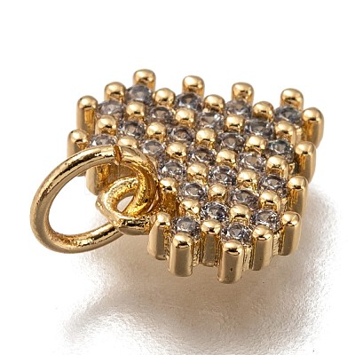 Brass Micro Pave Clear Cubic Zirconia Charms ZIRC-B002-61G-1