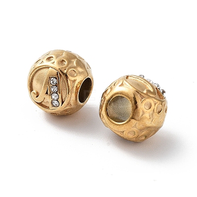 Ion Plating(IP) 304 Stainless Steel Rhinestone European Beads STAS-A092-10A-G-1