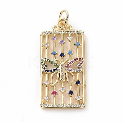 Brass Micro Pave Colorful Cubic Zirconia Pendants KK-E068-VF026-1