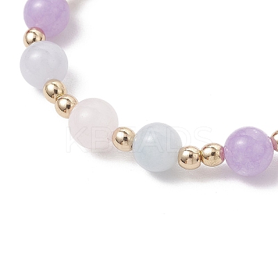 Natural Aquamarine & Rose Quartz & Amethyst Round Beaded Bracelets BJEW-JB11933-03-1