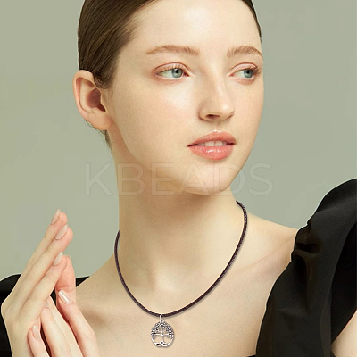 2Pcs Braided Round Leather Cord Necklace Making NJEW-BBC0001-19A-02-1