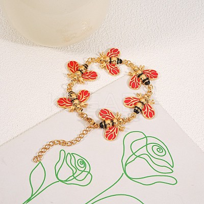 304 Stainless Steel Enamel Link Chain Bracelets for Women BJEW-H641-04G-1