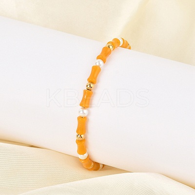 304 Stainless Steel Beaded Bracelets for Women BJEW-M056-08G-02-1