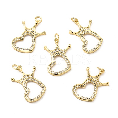Brass Micro Pave Clear Cubic Zirconia Pendants KK-E068-VB184-1