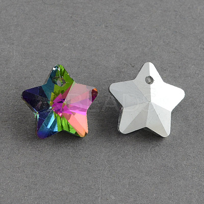 Star Electroplated Glass Pendants EGLA-R084-04-1