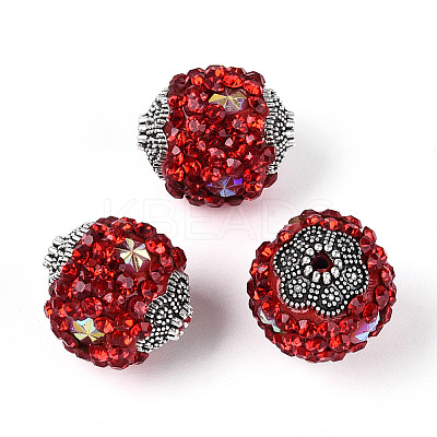Handmade Polymer Clay Rhinestone Indonesia Beads CLAY-N015-03-1