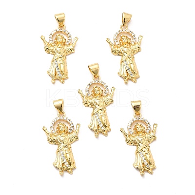 Rack Plating Brass Micro Pave Cubic Zirconia Pendants KK-K270-34G-1