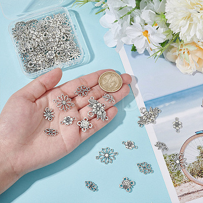 80Pcs 8 Styles Alloy Connector Charms FIND-AR0005-82B-1