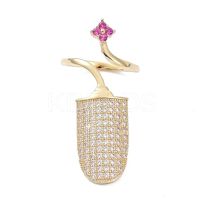 Brass Micro Pave Cubic Zirconia Fingernail Rings RJEW-D115-08G-1