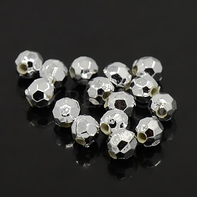 Plating Plastic Acrylic Faceted Round Beads PACR-L002-8mm-S-1
