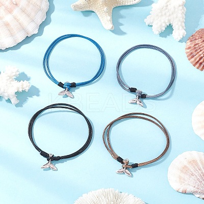 Whale Fishtail Alloy Charm Bracelets BJEW-JB11853-1