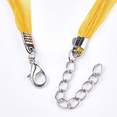 Waxed Cord and Organza Ribbon Necklace Making NCOR-T002-112-1