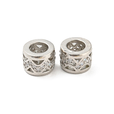Brass Micro Pave Cubic Zirconia European Beads KK-H452-17P-1