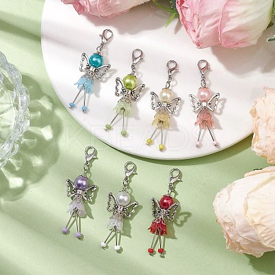 Fairy Glass Pearl Beads Pendant Decorations HJEW-JM02009-1