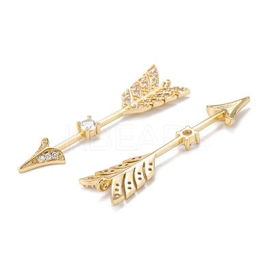 Brass Micro Pave Clear Cubic Zirconia Pendants ZIRC-P086-24G-1