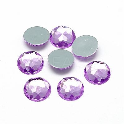 Acrylic Rhinestone Flat Back Cabochons GACR-Q008-8mm-12-1