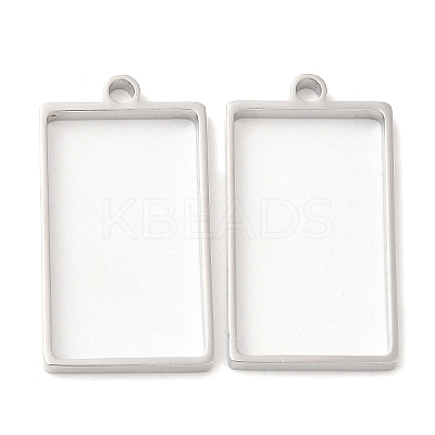 Non-Tarnish 304 Stainless Steel Open Back Bezel Rectangle Pendants STAS-Z040-06A-P-1