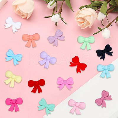 16Pcs 16 Styles Bowknot Silicone Focal Beads SIL-SC0003-18-1