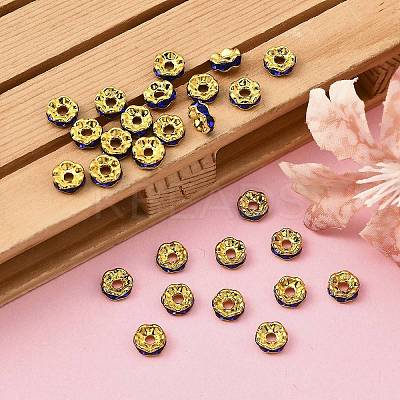 Brass Rhinestone Spacer Beads RB-A014-L6mm-05G-1
