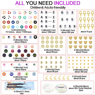 DIY Flat Round/Disc Handmade Polymer Clay Beaded Bracelets Jewelry Making Kits DIY-YW0012-94-1