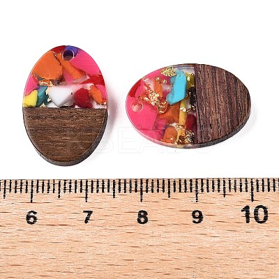 Transparent Resin and Walnut Wood Pendants RESI-T057-04L-1