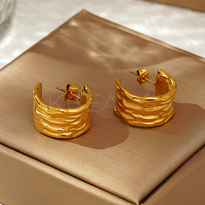 French Retro 304 Stainless Steel C-shaped Stud Earrings VD7473-1