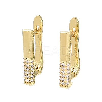 Rack Plating Brass with Cubic Zirconia Hoop Earring Findings KK-Z036-09G-1