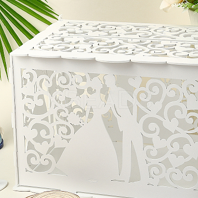 Wood Wedding Money Box Holder with Sign DJEW-WH20011-001B-1