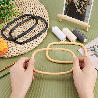4Pcs 2 Colors Rattan Woven Bag Handles FIND-PH0004-96-1