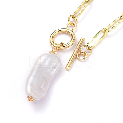 Natural Baroque Pearl Keshi Pearl Pendant Necklaces NJEW-JN02814-1