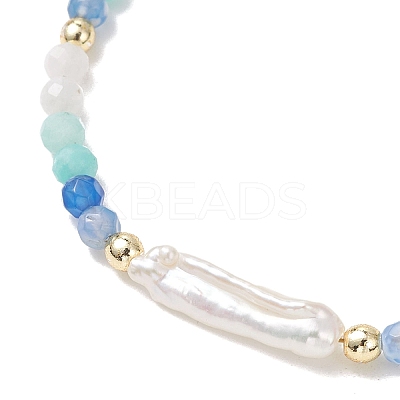 Natural & Synthetic Gemstone & Nuggets Baroque Pearl Keshi Pearl Beads Slider Bracelets BJEW-JB13260-01-1
