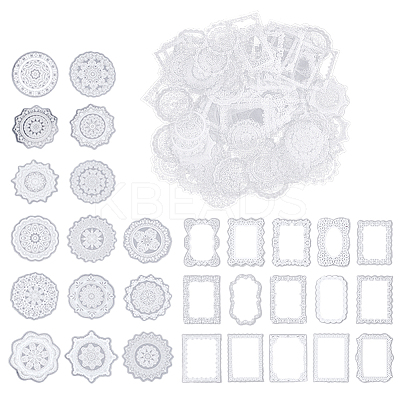 6 Bags 2 Styles PET Waterproof Lace Decorative Stickers STIC-SC0001-02B-1