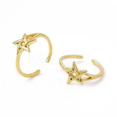 Ion Plating(IP) 304 Stainless Steel Open Cuff Ring for Women RJEW-C060-48G-1