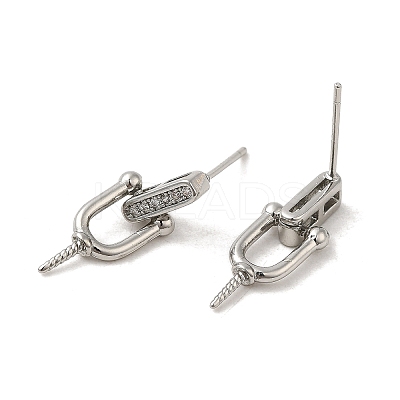 Brass Micro Pave Cubic Zirconia Stud Earring Findings KK-M270-31P-1
