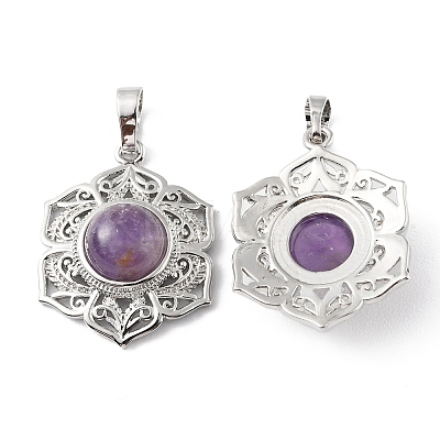 Natural Amethyst Pendants G-P498-02P-04-1