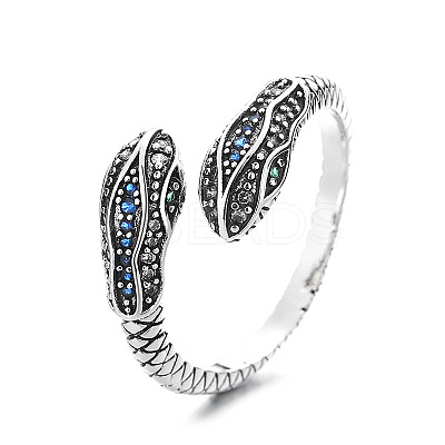 Brass Micro Pave Cubic Zirconia Cuff Open Rings WG32C77-01-1