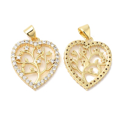 Brass Micro Pave Clear Cubic Zirconia Pendants ZIRC-L103-029G-1