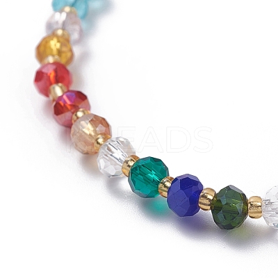 Electroplate Glass Faceted Abacus Beads Stretch Bracelets BJEW-JB04877-1