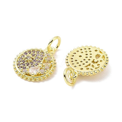 Real 18K Gold Plated Brass Micro Pave Cubic Zirconia Pendants KK-L209-056G-03-1