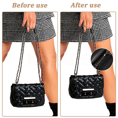 1Pc Black PU Leather Alloy Crub Chain Purse Strap Extenders for Purse Making PURS-CL0001-10C-1