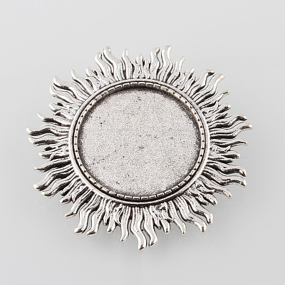 Vintage Alloy Sun Brooch Cabochon Bezel Settings X-PALLOY-O038-43AS-1