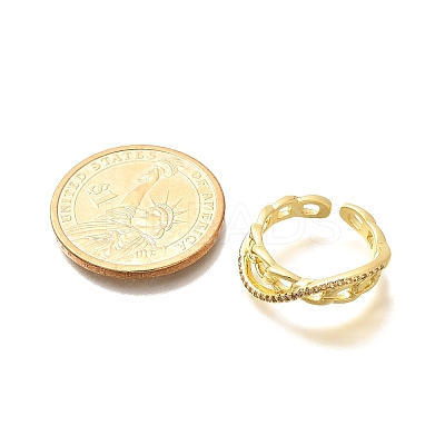 Rack Plating Brass Micro Pave Cubic Zirconia Cuff Finger Rings for Women RJEW-C117-02G-1